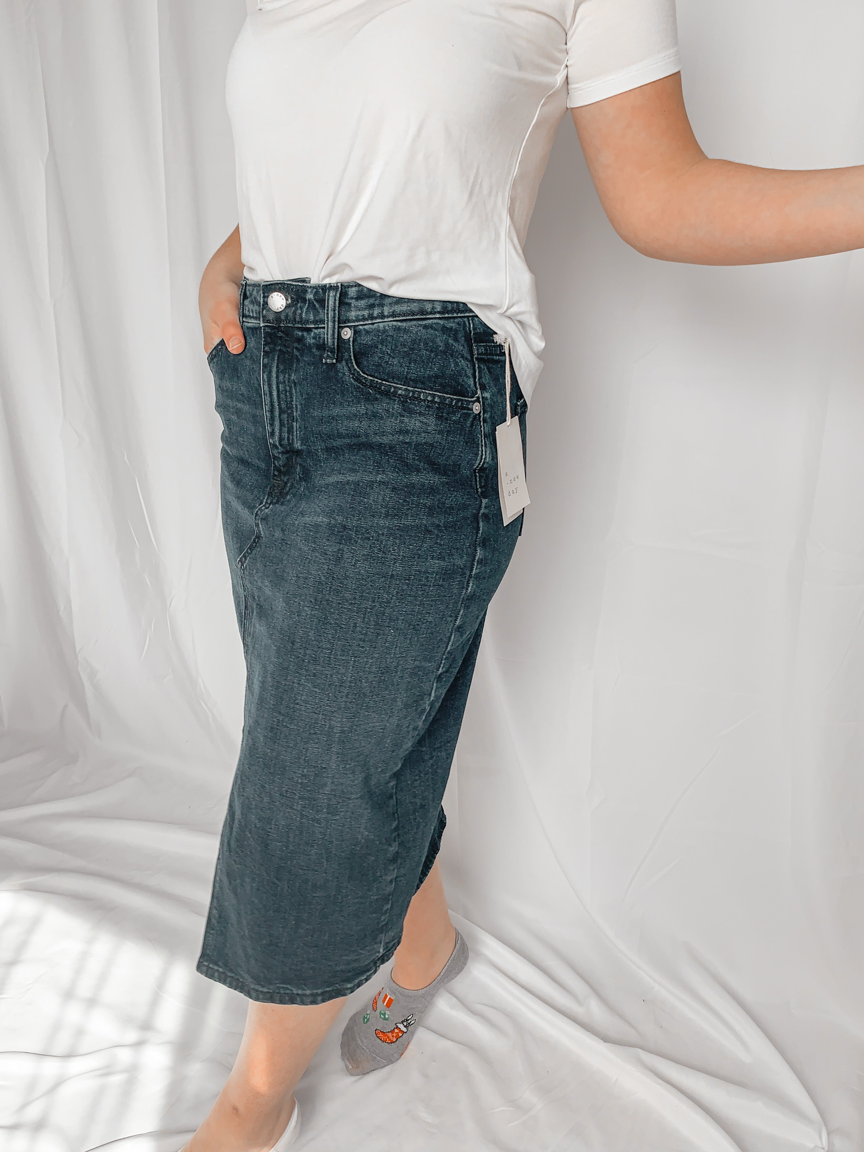 A. New. Day. Jean Skirt