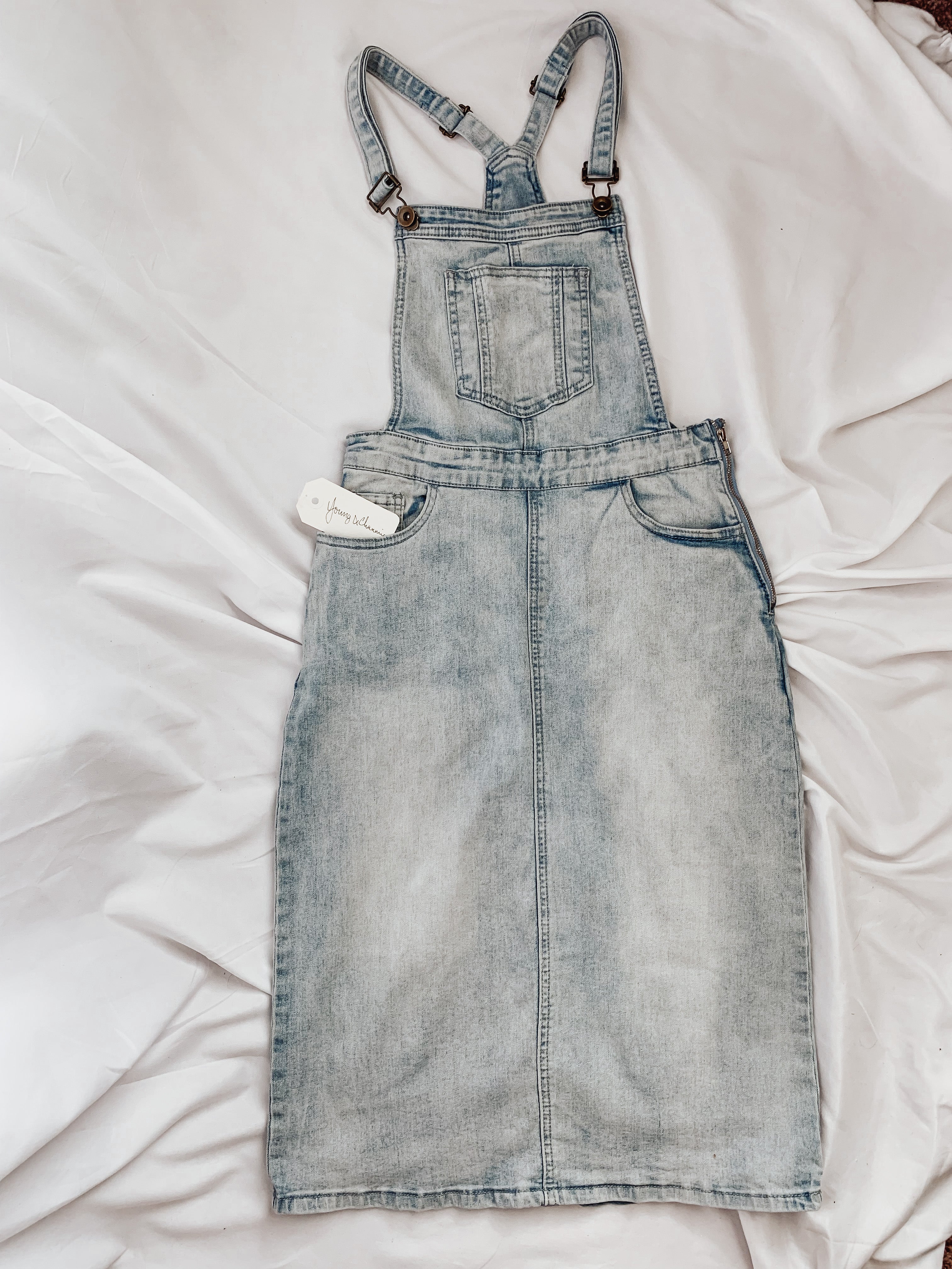 silver overall dress Talk It Up Overall Dress - Olive Grey